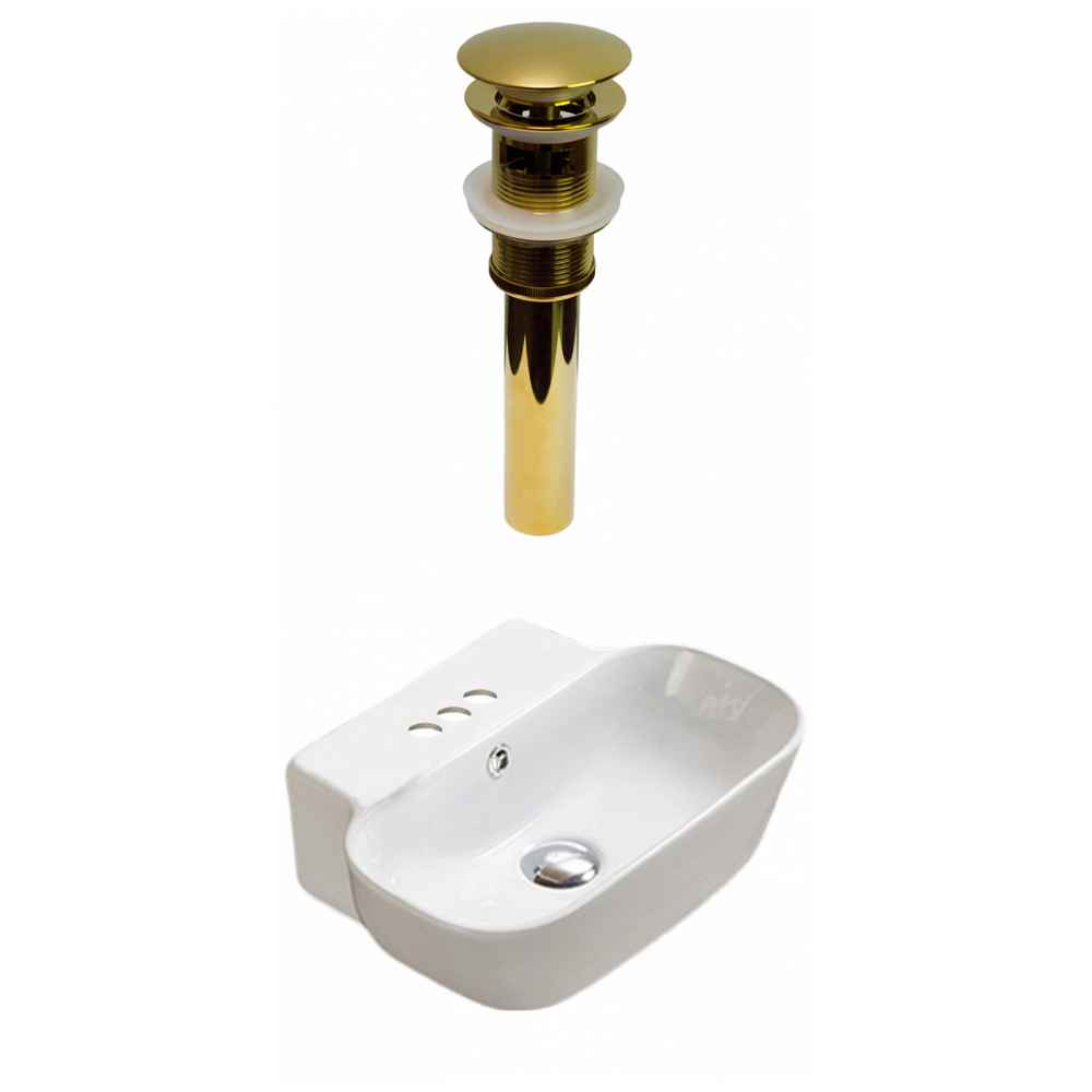 16.34-in. x 12.2-in. Rectangle Bathroom Vessel Sink Set White Enamel Glaze