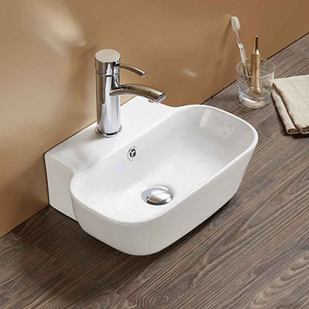 16.34-in. x 12.2-in. Rectangle Bathroom Vessel Sink Set White Enamel Glaze
