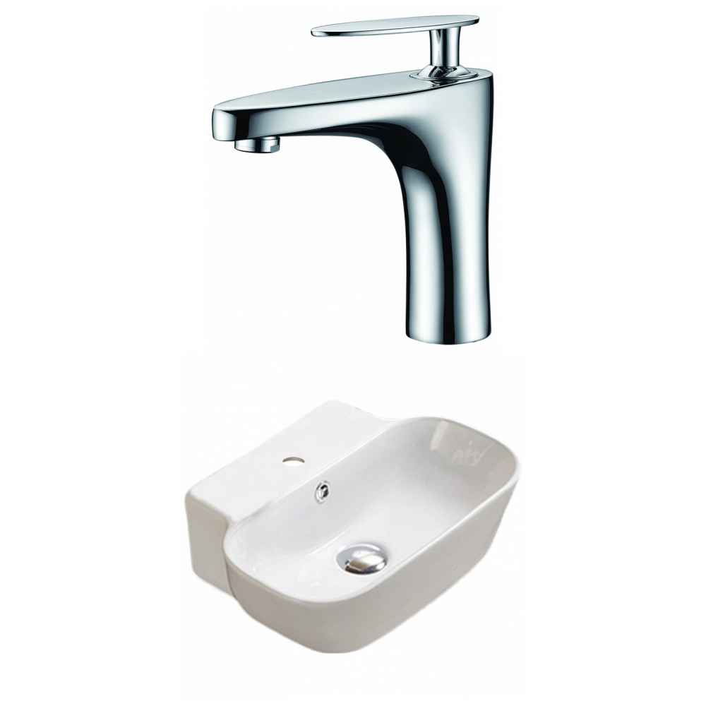 16.34-in. x 12.2-in. Rectangle Bathroom Vessel Sink Set White Enamel Glaze