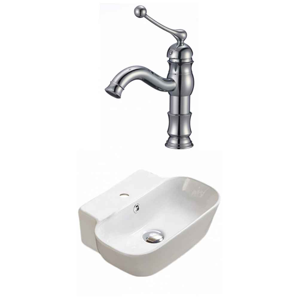 16.34-in. x 12.2-in. Rectangle Bathroom Vessel Sink Set White Enamel Glaze