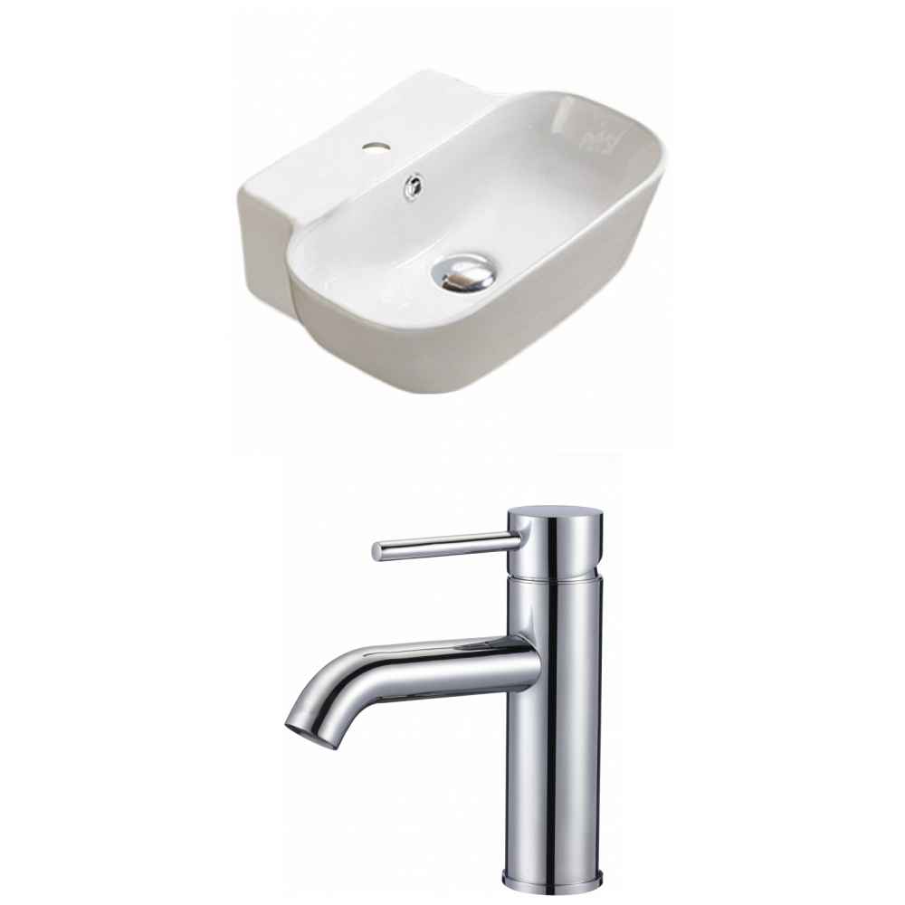 16.34-in. x 12.2-in. Rectangle Bathroom Vessel Sink Set White Enamel Glaze