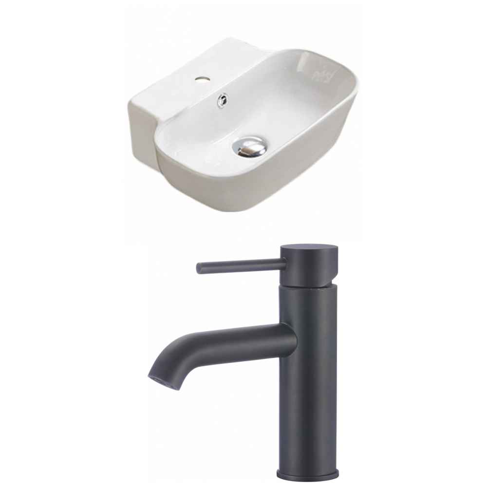 16.34-in. x 12.2-in. Rectangle Bathroom Vessel Sink Set White Enamel Glaze