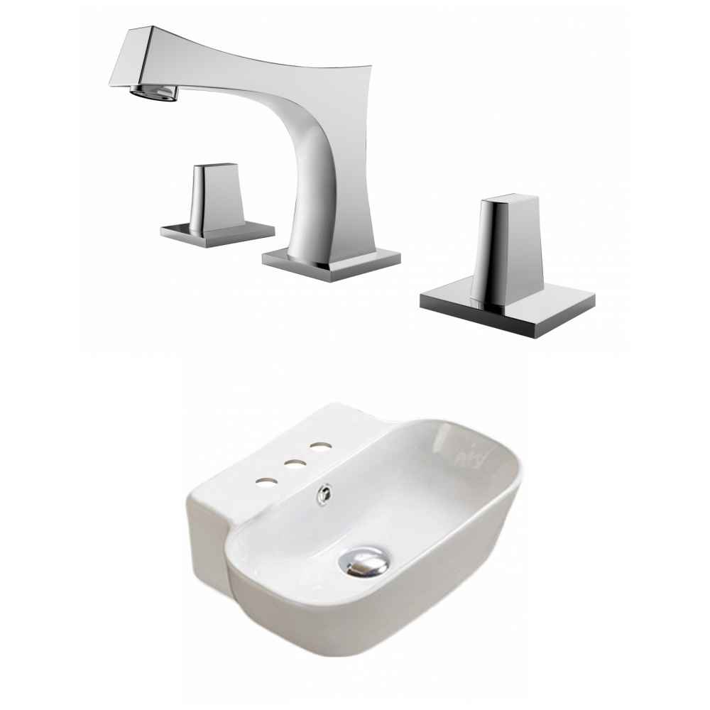 16.34-in. x 12.2-in. Rectangle Bathroom Vessel Sink Set White Enamel Glaze