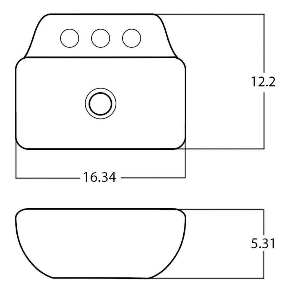 16.34-in. x 12.2-in. Rectangle Bathroom Vessel Sink Set White Enamel Glaze
