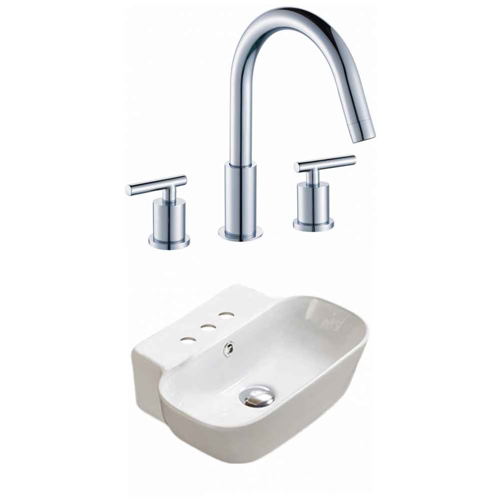 16.34-in. x 12.2-in. Rectangle Bathroom Vessel Sink Set White Enamel Glaze