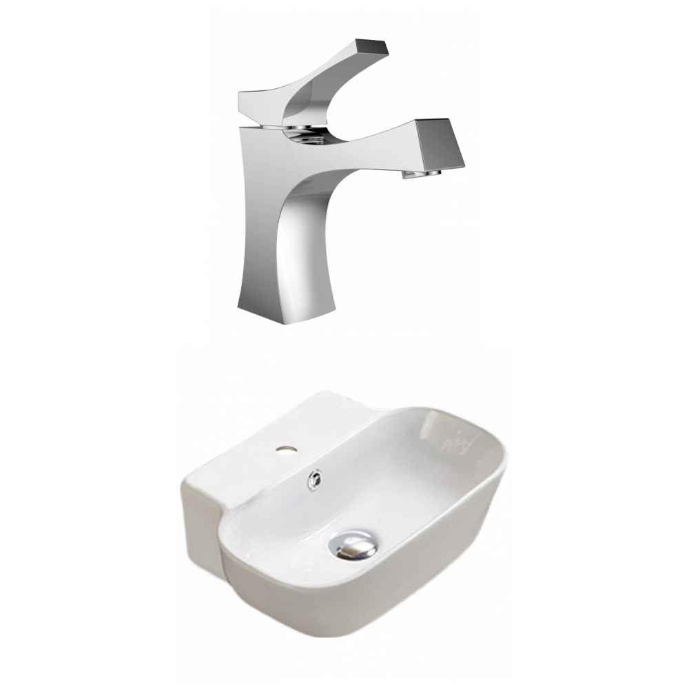 16.34-in. x 12.2-in. Rectangle Bathroom Vessel Sink Set White Enamel Glaze