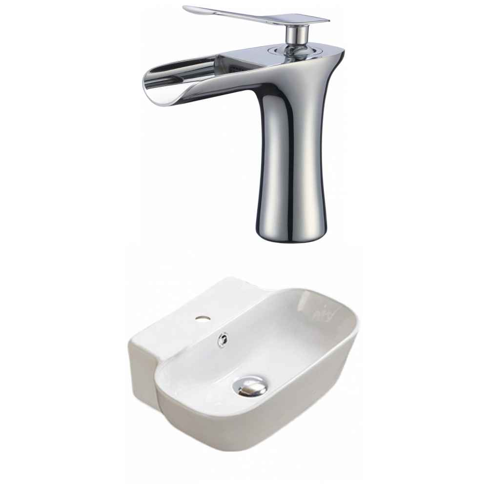 16.34-in. x 12.2-in. Rectangle Bathroom Vessel Sink Set White Enamel Glaze