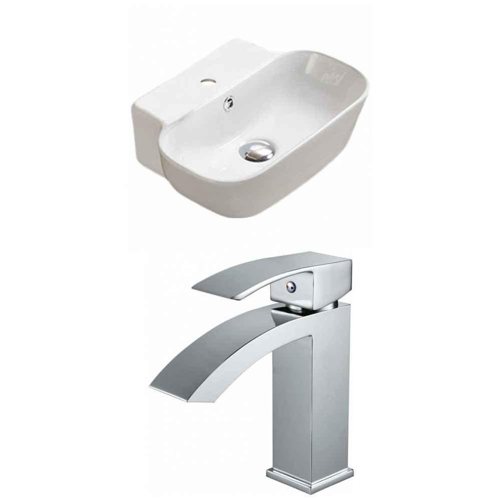 16.34-in. x 12.2-in. Rectangle Bathroom Vessel Sink Set White Enamel Glaze