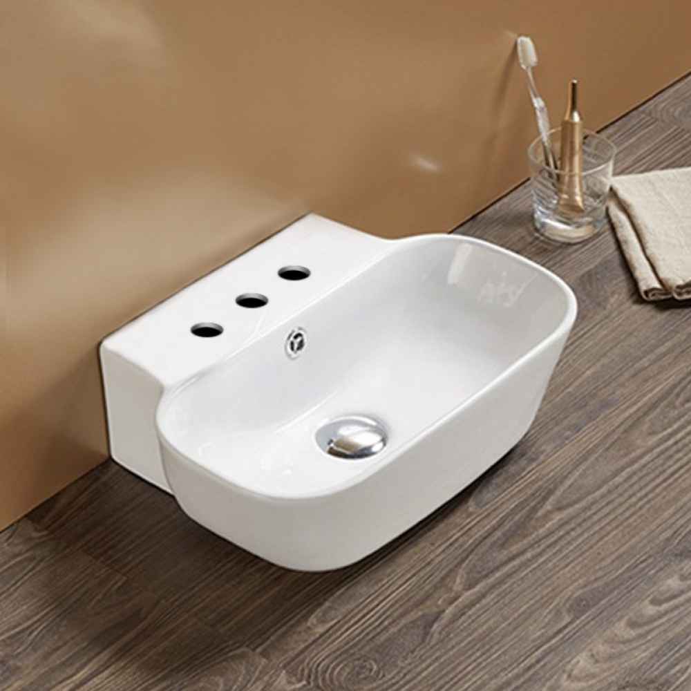 16.34-in. x 12.2-in. Rectangle Bathroom Vessel Sink Set White Enamel Glaze