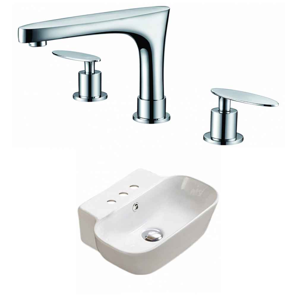 16.34-in. x 12.2-in. Rectangle Bathroom Vessel Sink Set White Enamel Glaze