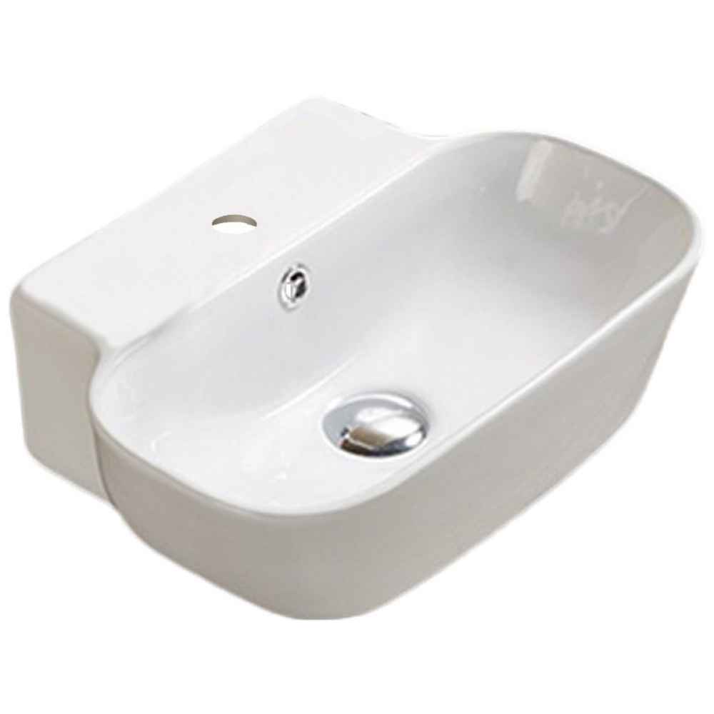 16.34-in. x 12.2-in. Rectangle Bathroom Vessel Sink Set White Enamel Glaze