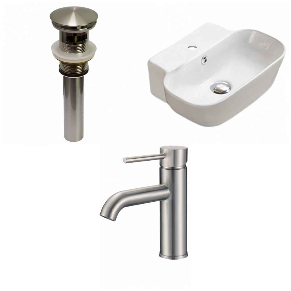 16.34-in. x 12.2-in. Rectangle Bathroom Vessel Sink Set White Enamel Glaze