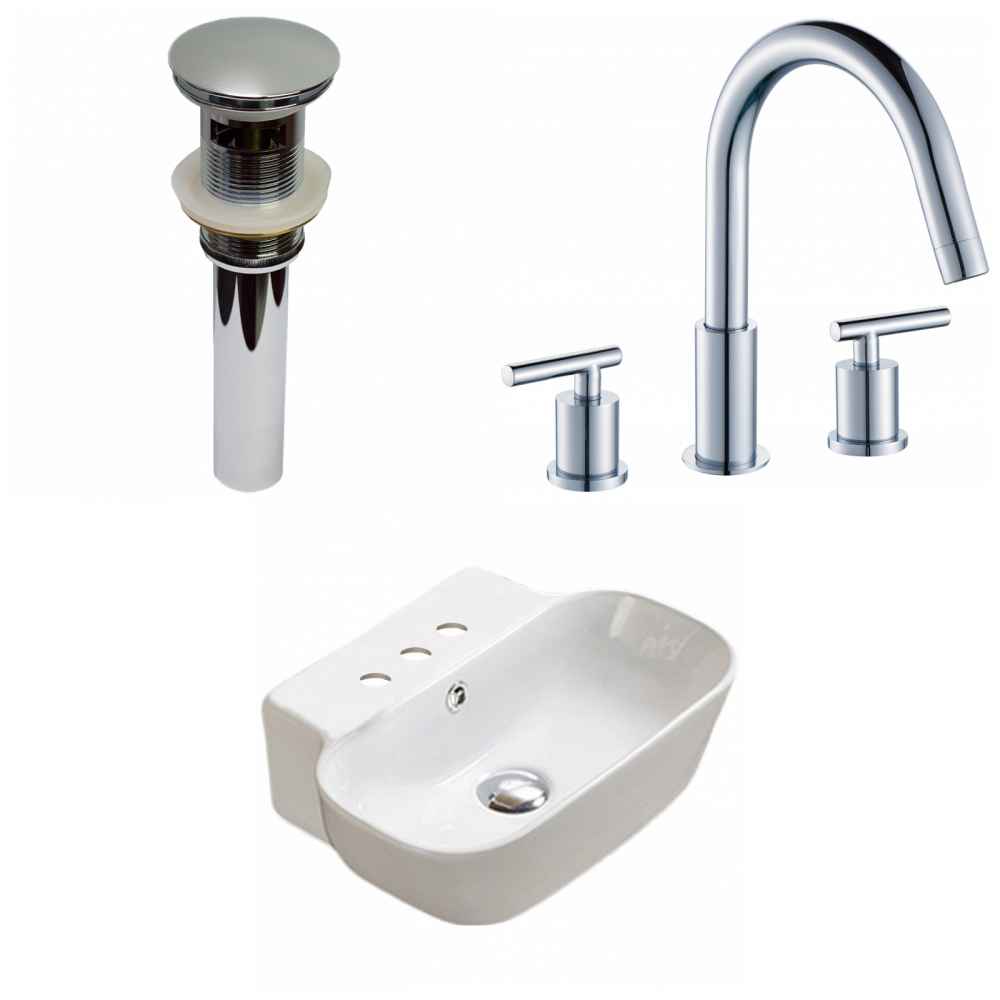 16.34-in. x 12.2-in. Rectangle Bathroom Vessel Sink Set White Enamel Glaze