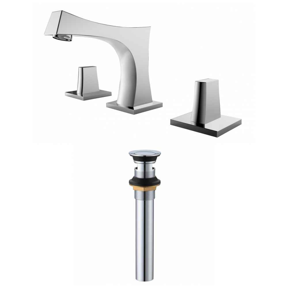 3H8-in. CUPC Approved Lead Free Brass Faucet Set In Chrome Color - Overflow Drain Incl.