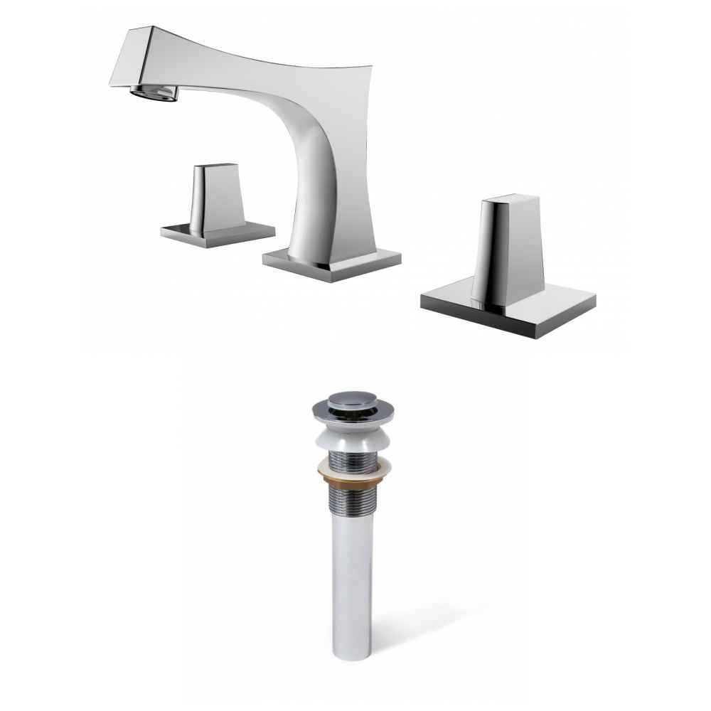 3H8-in. CUPC Approved Lead Free Brass Faucet Set In Chrome Color - Drain Incl.