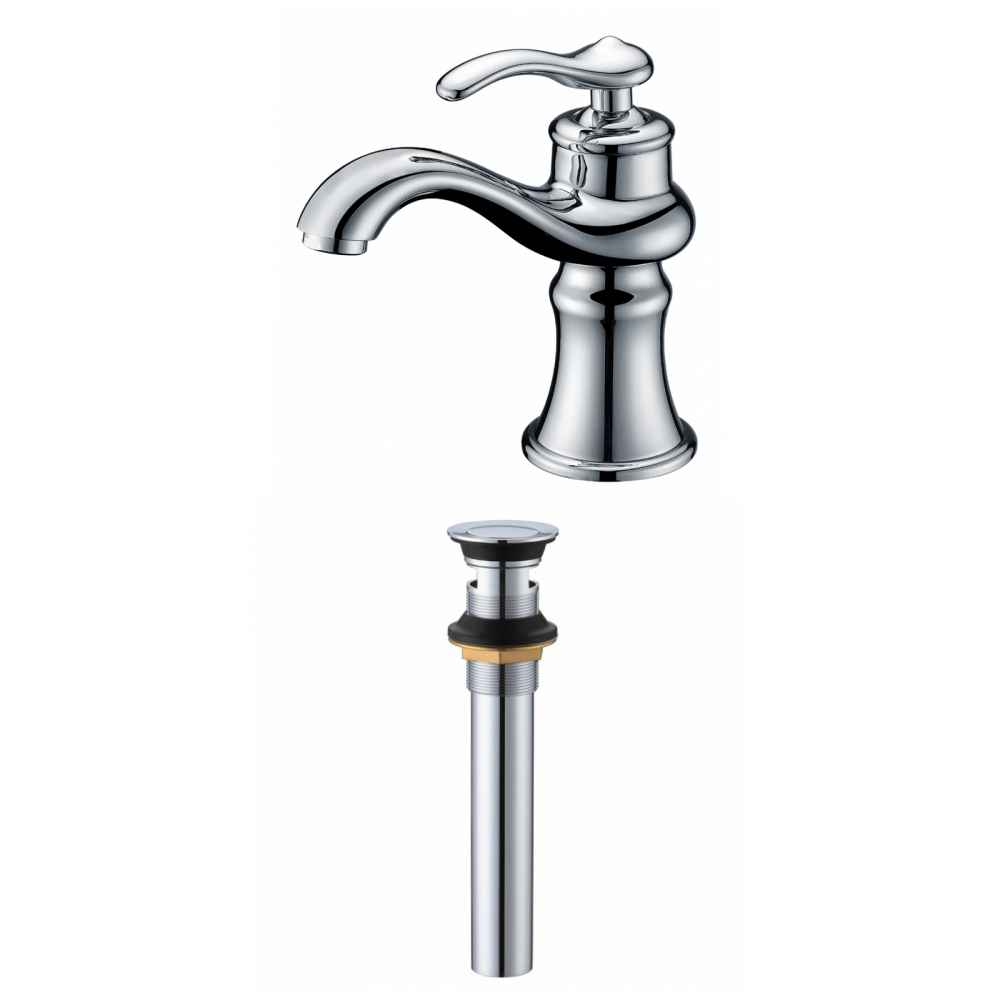 1 Hole CUPC Approved Lead Free Brass Faucet Set In Chrome Color - Overflow Drain Incl.