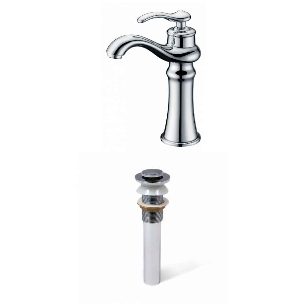 Deck Mount CUPC Approved Lead Free Brass Faucet Set In Chrome Color - Drain Incl.