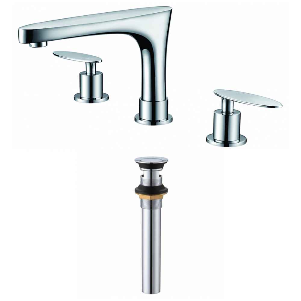 3H8-in. CUPC Approved Lead Free Brass Faucet Set In Chrome Color - Overflow Drain Incl.