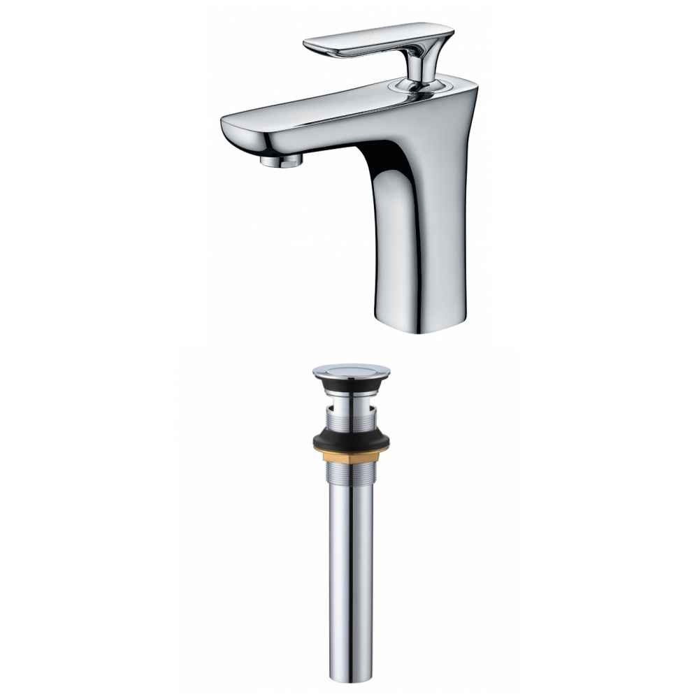1 Hole CUPC Approved Lead Free Brass Faucet Set In Chrome Color - Overflow Drain Incl.