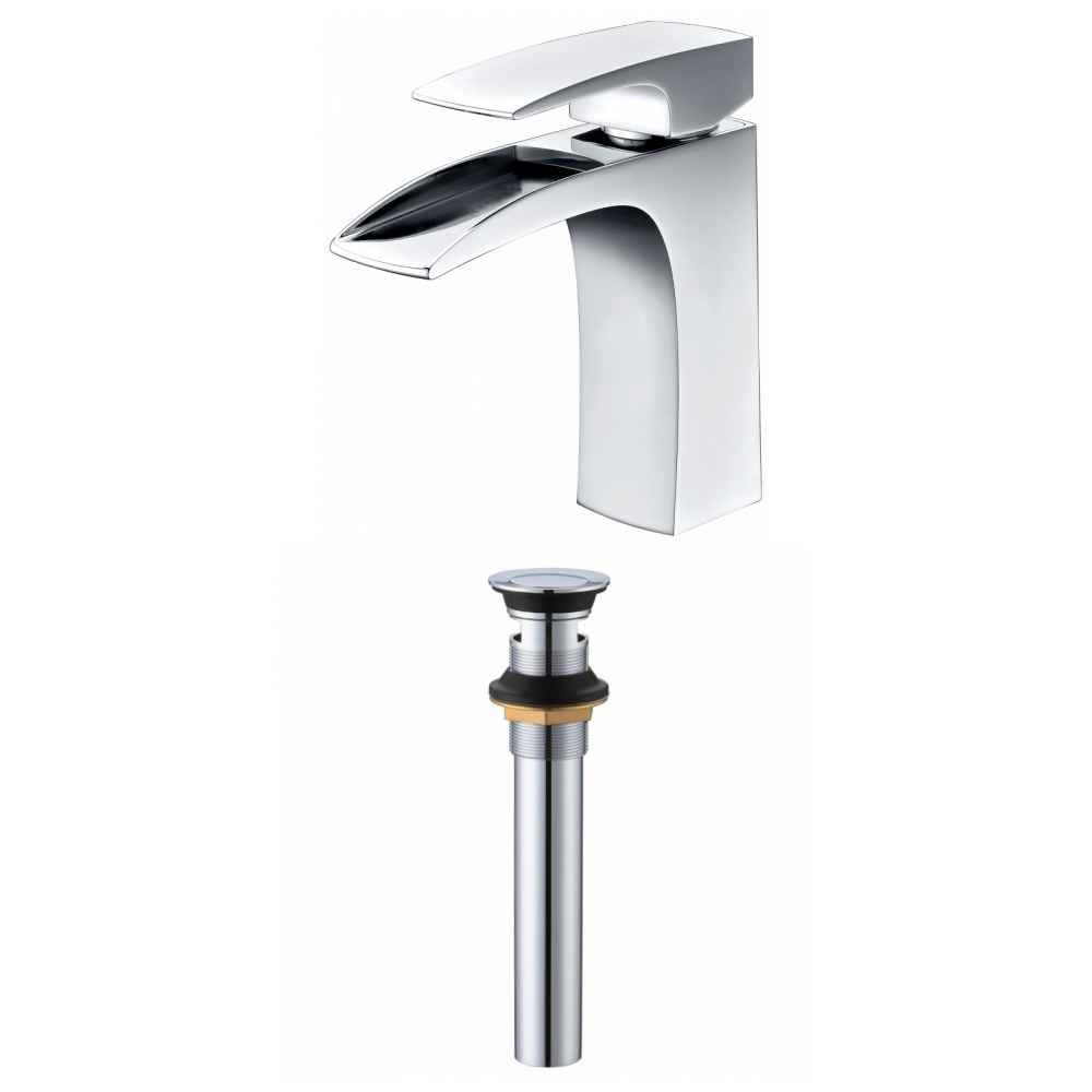 1 Hole CUPC Approved Lead Free Brass Faucet Set In Chrome Color - Overflow Drain Incl.