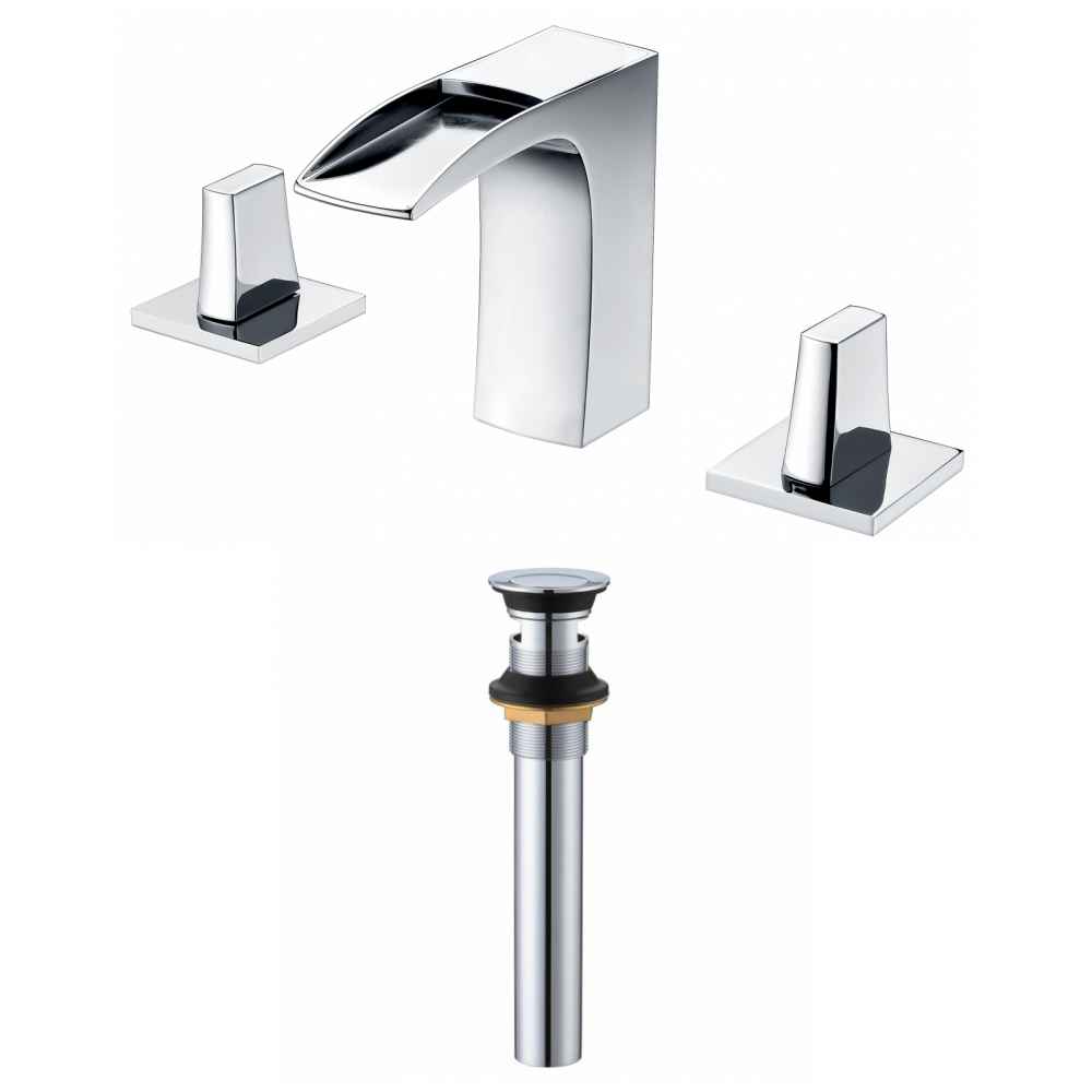 3H8-in. CUPC Approved Lead Free Brass Faucet Set In Chrome Color - Overflow Drain Incl.