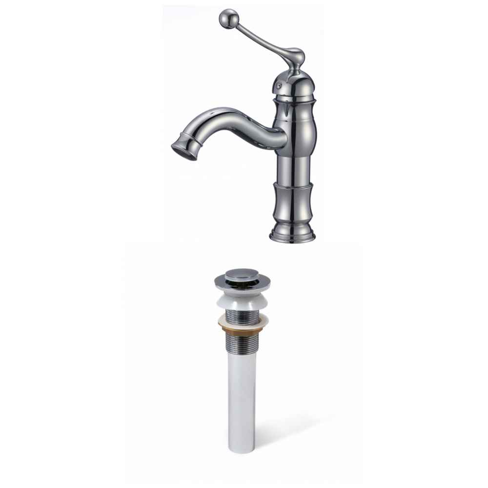 1 Hole CUPC Approved Lead Free Brass Faucet Set In Chrome Color - Drain Incl.