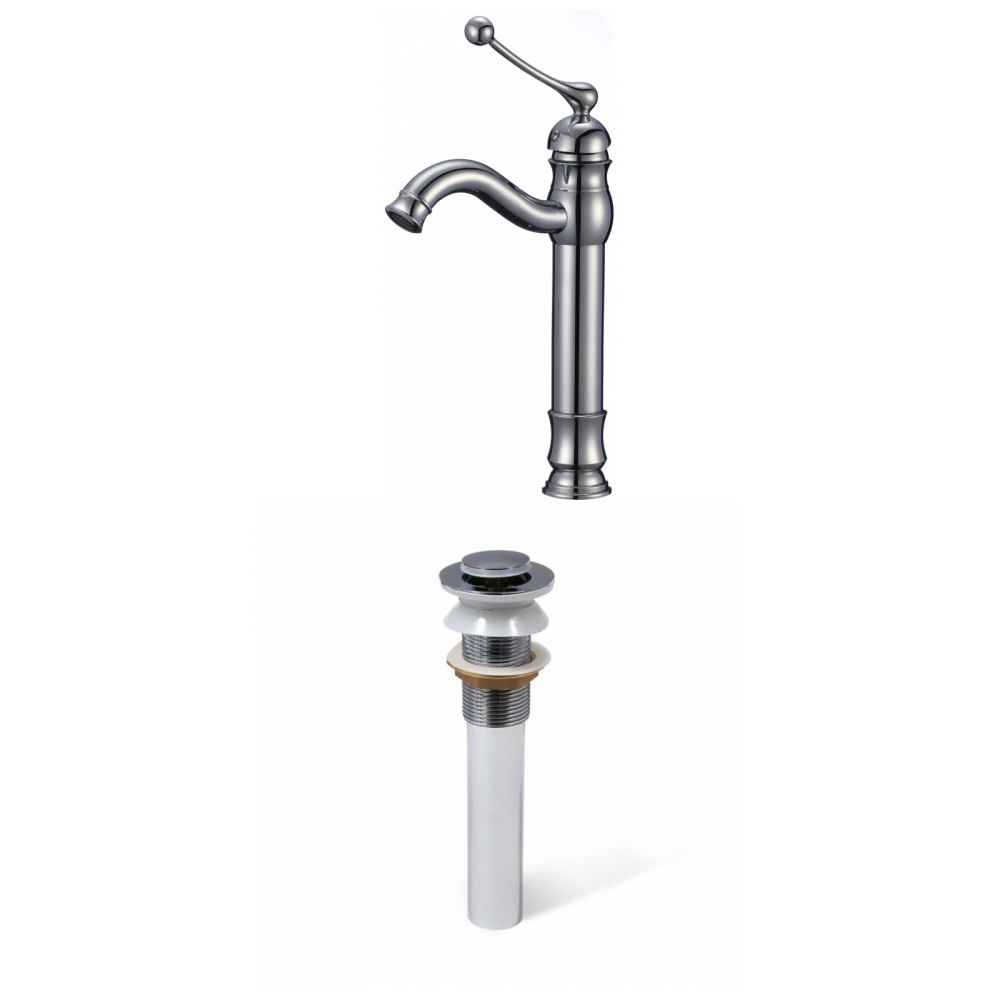 Deck Mount CUPC Approved Lead Free Brass Faucet Set In Chrome Color - Drain Incl.