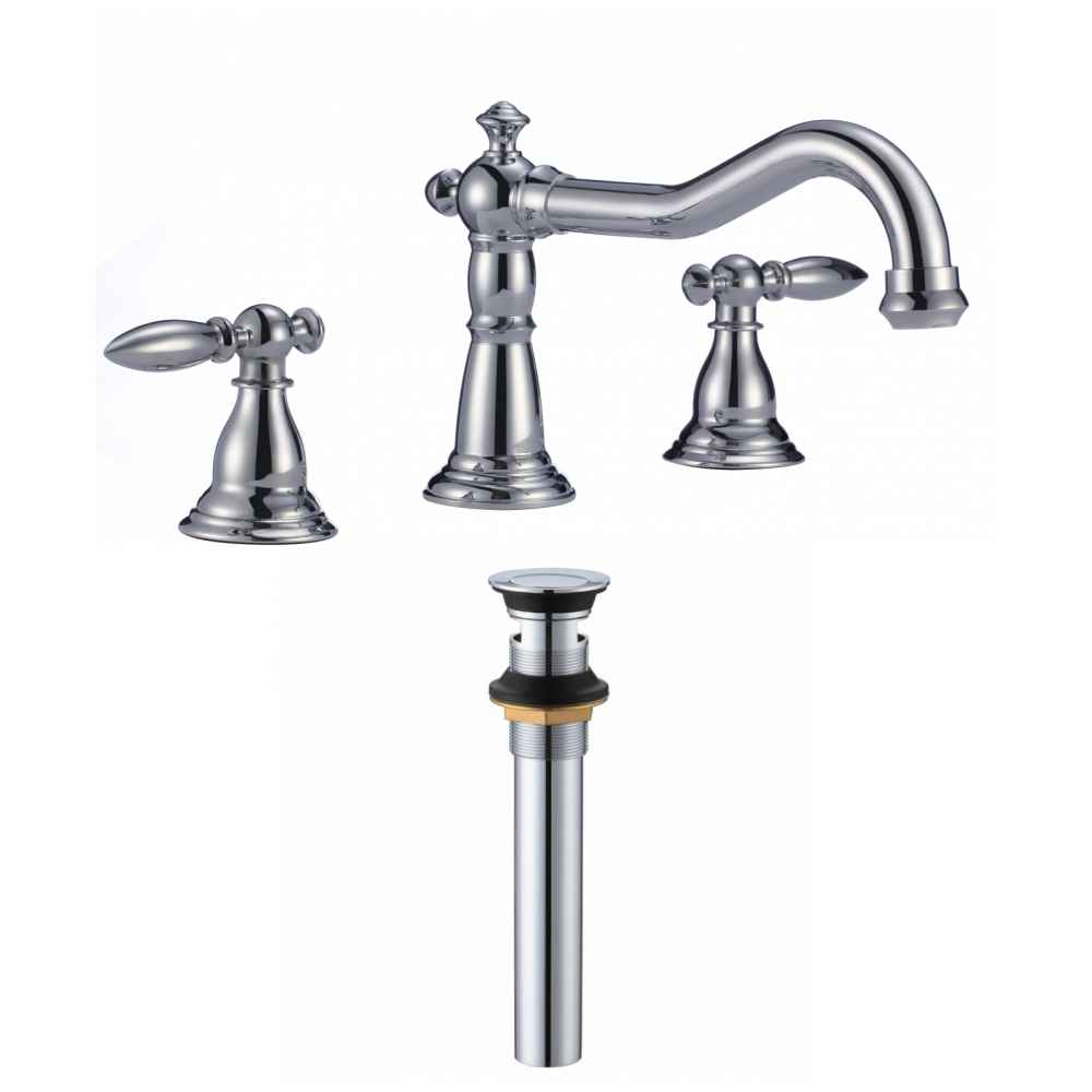3H8-in. CUPC Approved Lead Free Brass Faucet Set In Chrome Color - Overflow Drain Incl.
