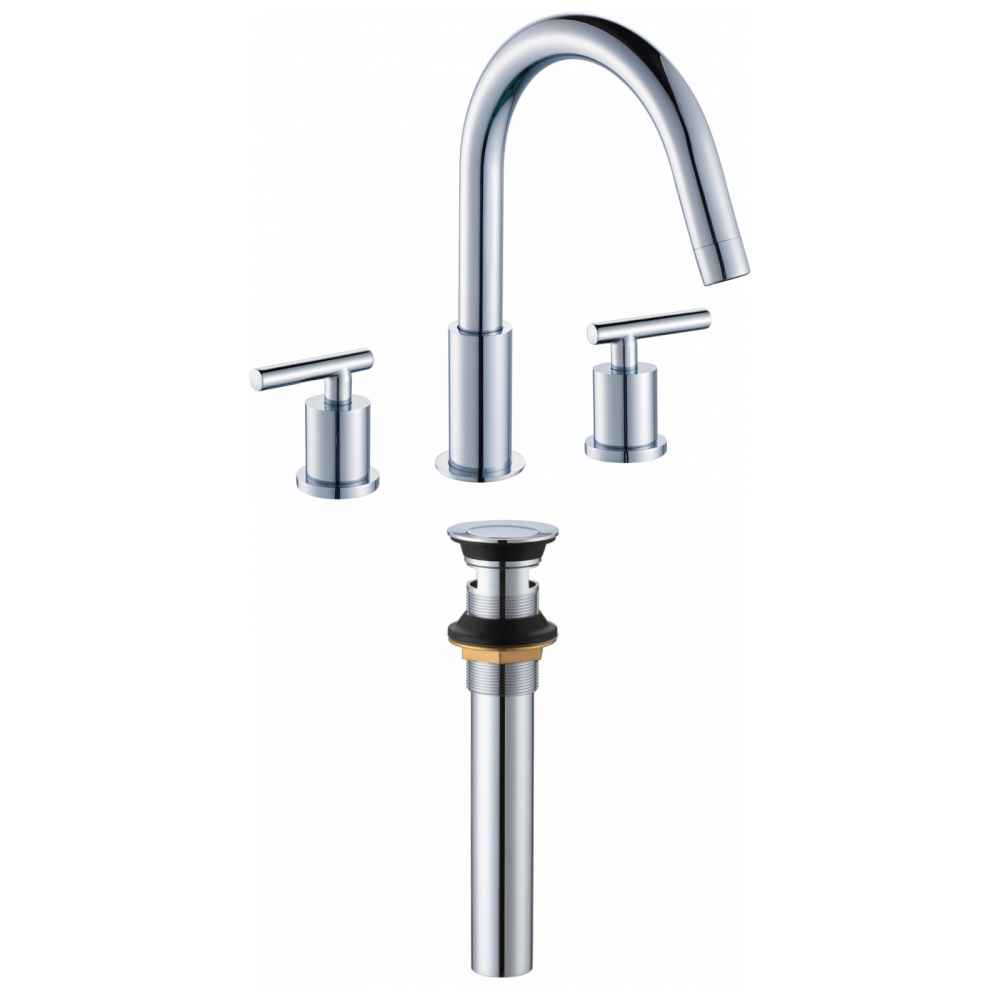 3H8-in. CUPC Approved Lead Free Brass Faucet Set In Chrome Color - Overflow Drain Incl.
