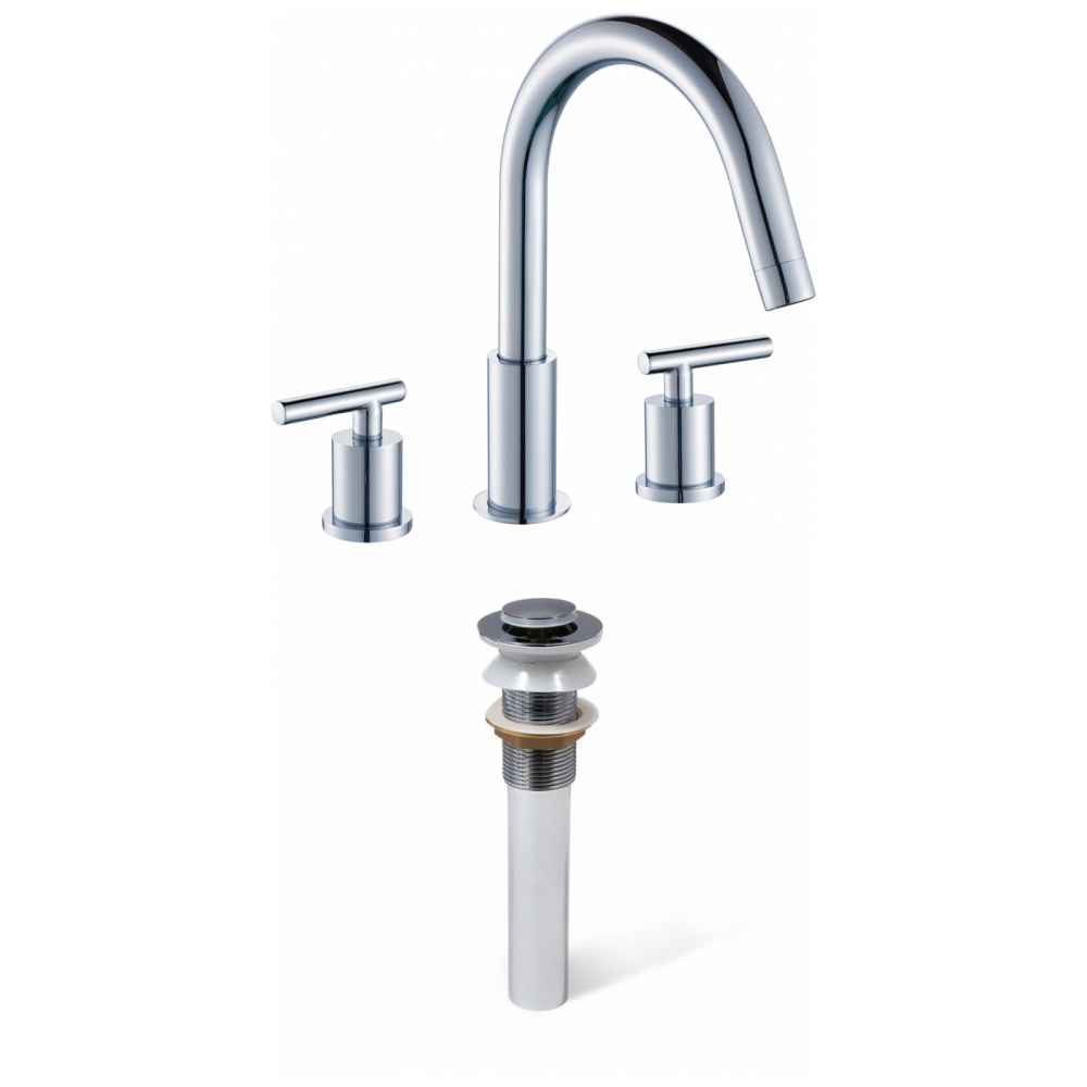 3H8-in. CUPC Approved Lead Free Brass Faucet Set In Chrome Color - Drain Incl.