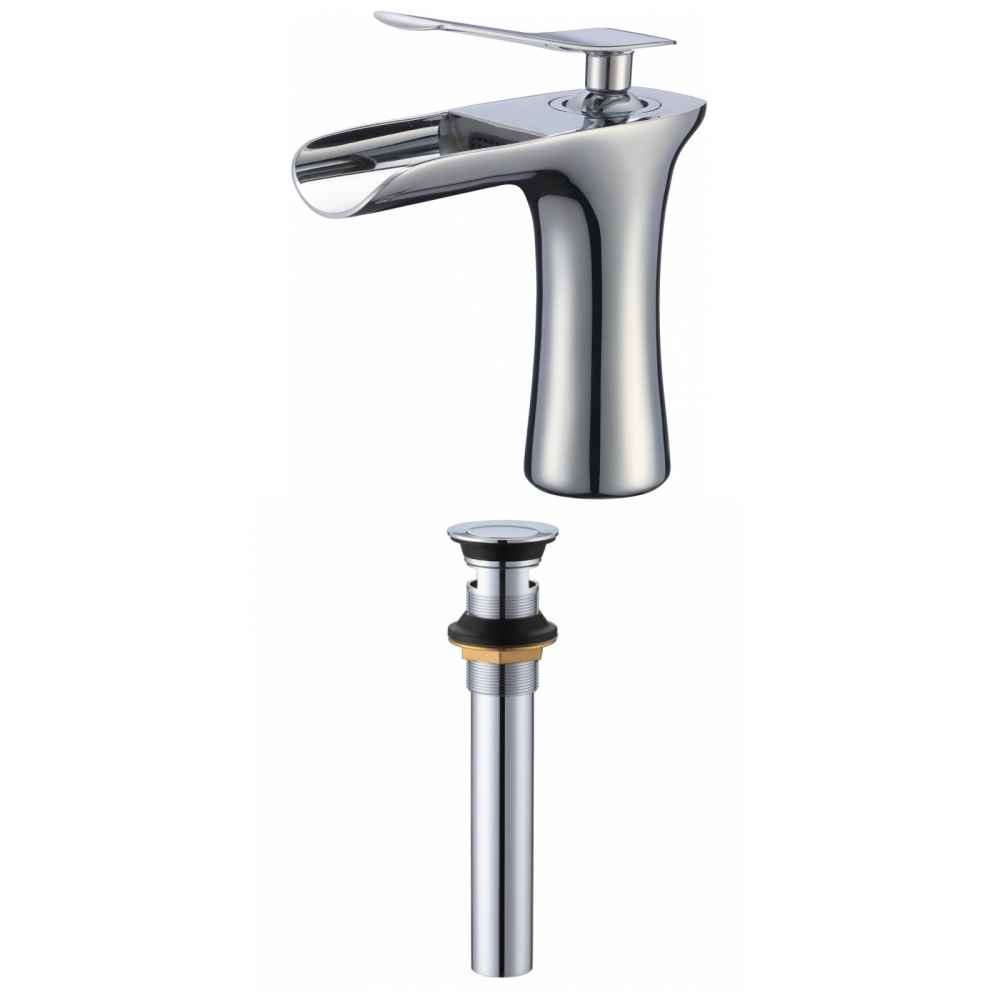 1 Hole CUPC Approved Lead Free Brass Faucet Set In Chrome Color - Overflow Drain Incl.