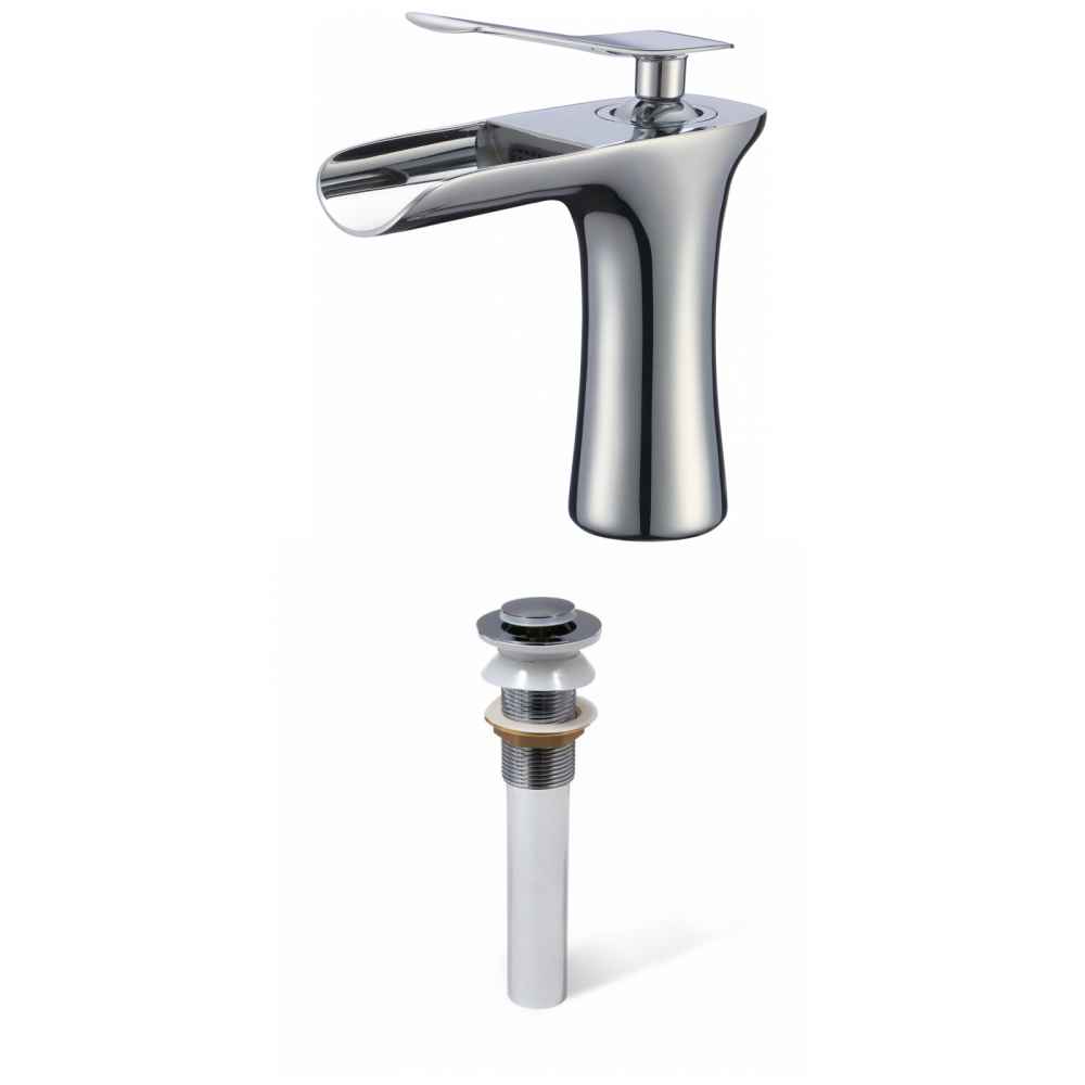 1 Hole CUPC Approved Lead Free Brass Faucet Set In Chrome Color - Drain Incl.