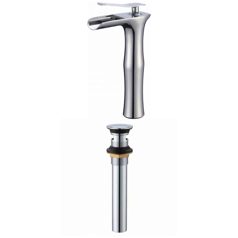 Deck Mount CUPC Approved Lead Free Brass Faucet Set In Chrome Color - Overflow Drain Incl.