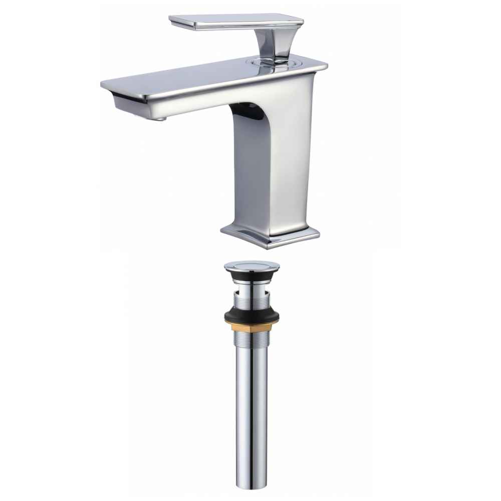 1 Hole CUPC Approved Lead Free Brass Faucet Set In Chrome Color - Overflow Drain Incl.