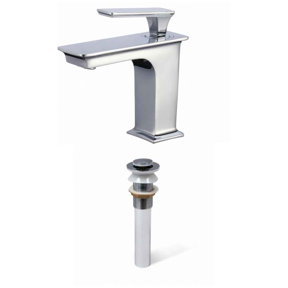 1 Hole CUPC Approved Lead Free Brass Faucet Set In Chrome Color - Drain Incl.