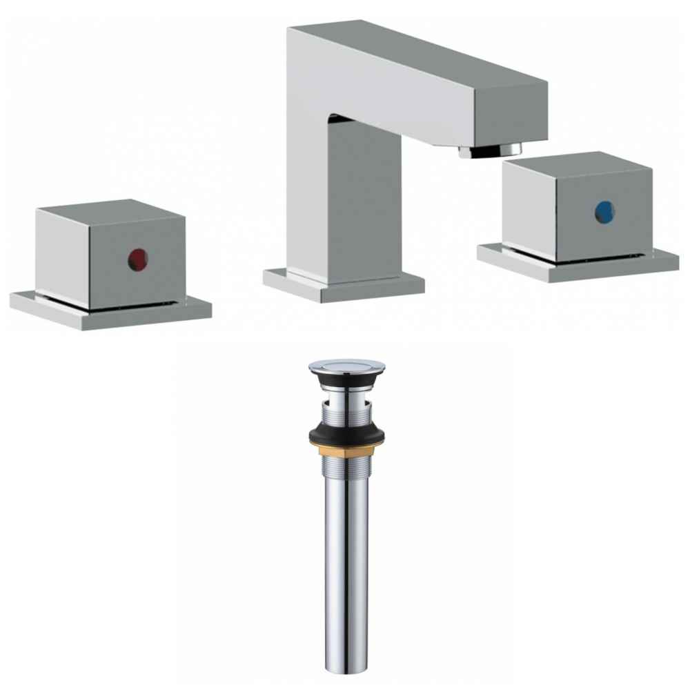 3H8-in. CUPC Approved Lead Free Brass Faucet Set In Chrome Color - Overflow Drain Incl.