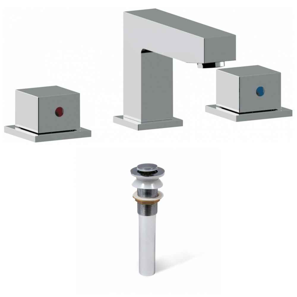 3H8-in. CUPC Approved Lead Free Brass Faucet Set In Chrome Color - Drain Incl.