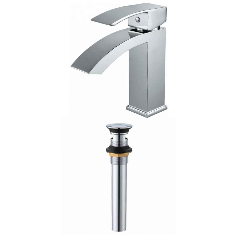 1 Hole CUPC Approved Lead Free Brass Faucet Set In Chrome Color - Overflow Drain Incl.
