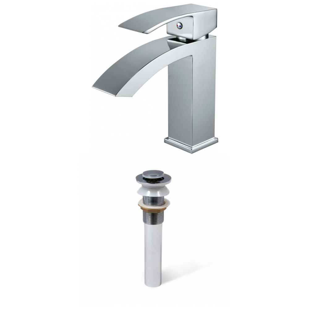 1 Hole CUPC Approved Lead Free Brass Faucet Set In Chrome Color - Drain Incl.
