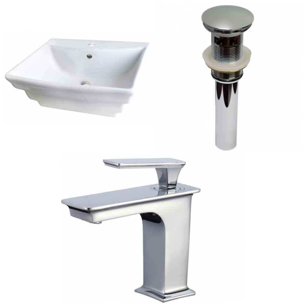 19.75-in. x 17-in. Rectangle Bathroom Vessel Sink Set White Enamel Glaze