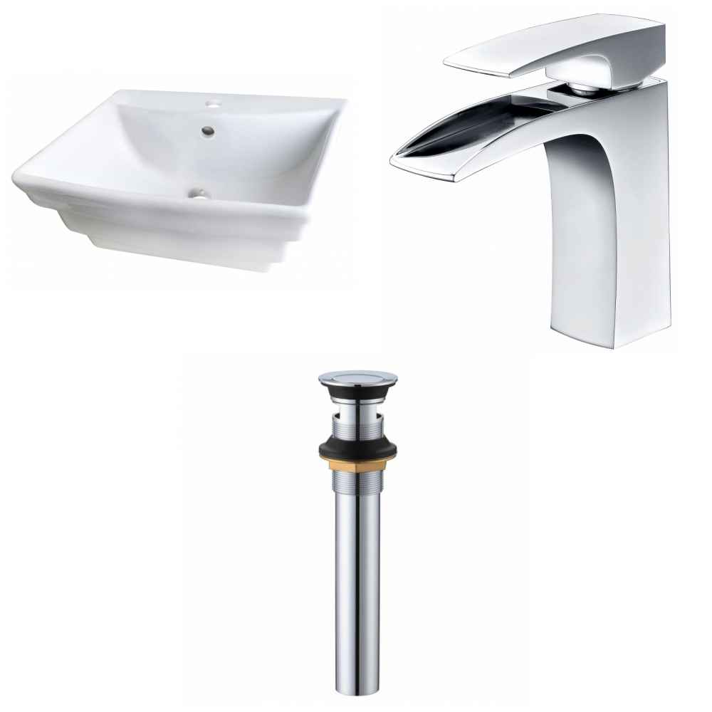 19.75-in. x 17-in. Rectangle Bathroom Vessel Sink Set White Enamel Glaze
