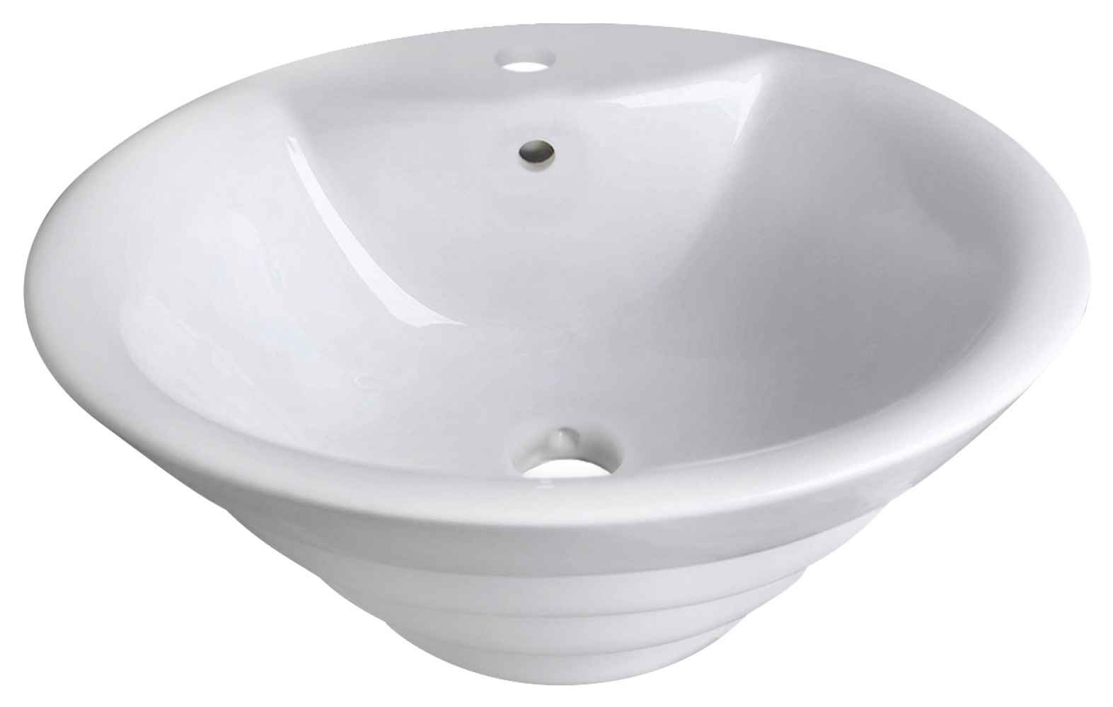 19.25-in. x 19.25-in. Round Bathroom Vessel Sink Set White Enamel Glaze