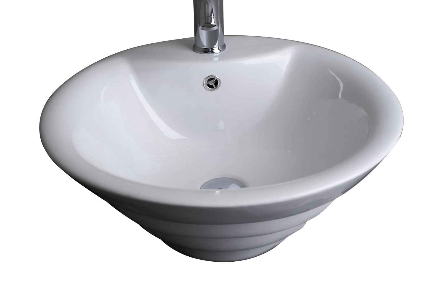 19.25-in. x 19.25-in. Round Bathroom Vessel Sink Set White Enamel Glaze