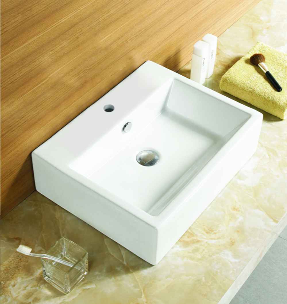 21-in. x 16.5-in. Rectangle Bathroom Vessel Sink Set White Enamel Glaze