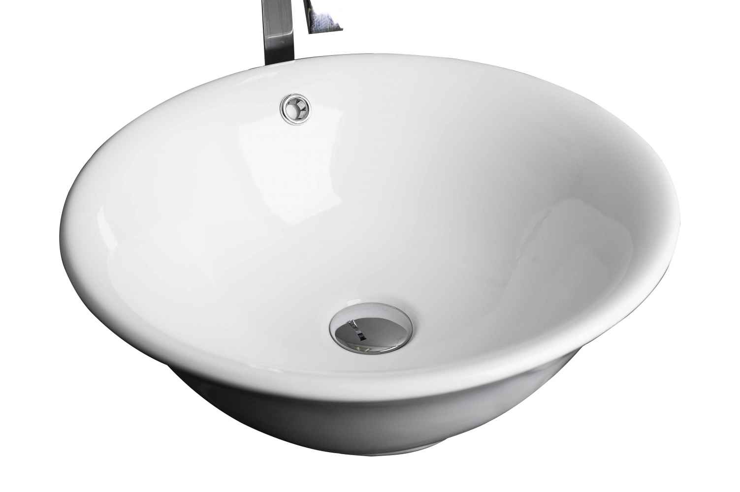 17-in. x 17-in. Round Bathroom Vessel Sink Set White Enamel Glaze