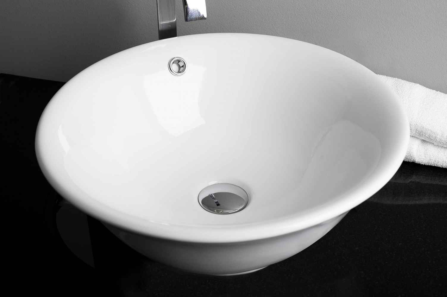 17-in. x 17-in. Round Bathroom Vessel Sink Set White Enamel Glaze