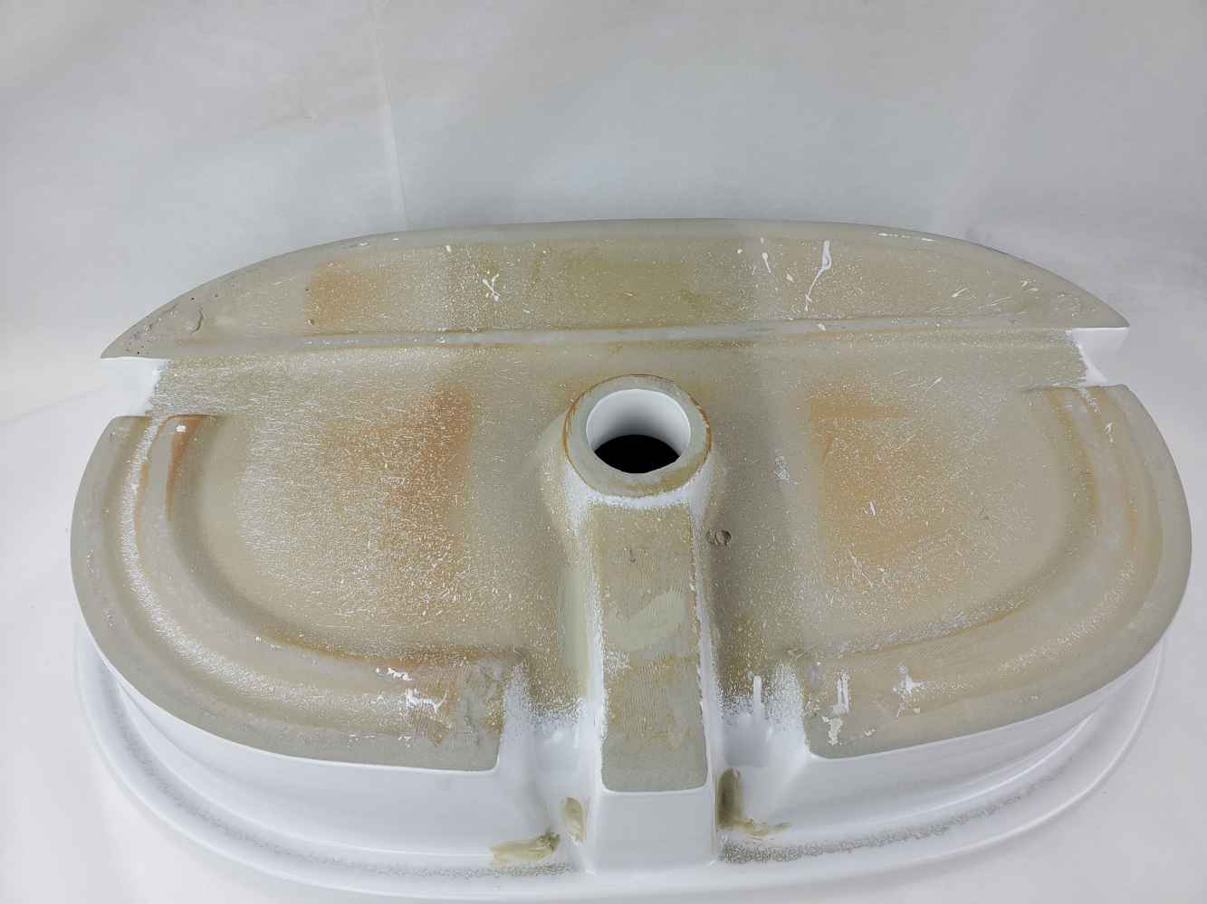 25.25-in. x 14.5-in. Oval Bathroom Vessel Sink Set White Enamel Glaze