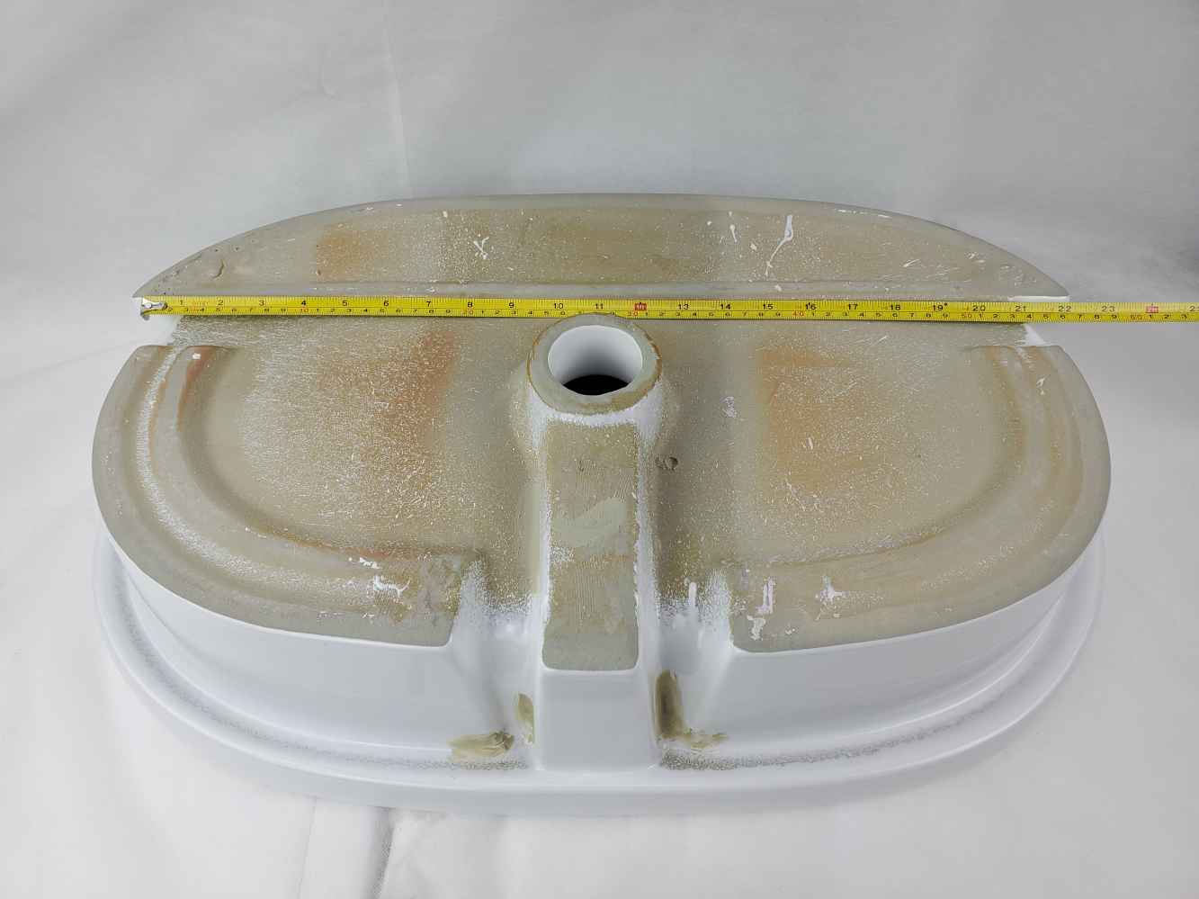 25.25-in. x 14.5-in. Oval Bathroom Vessel Sink Set White Enamel Glaze