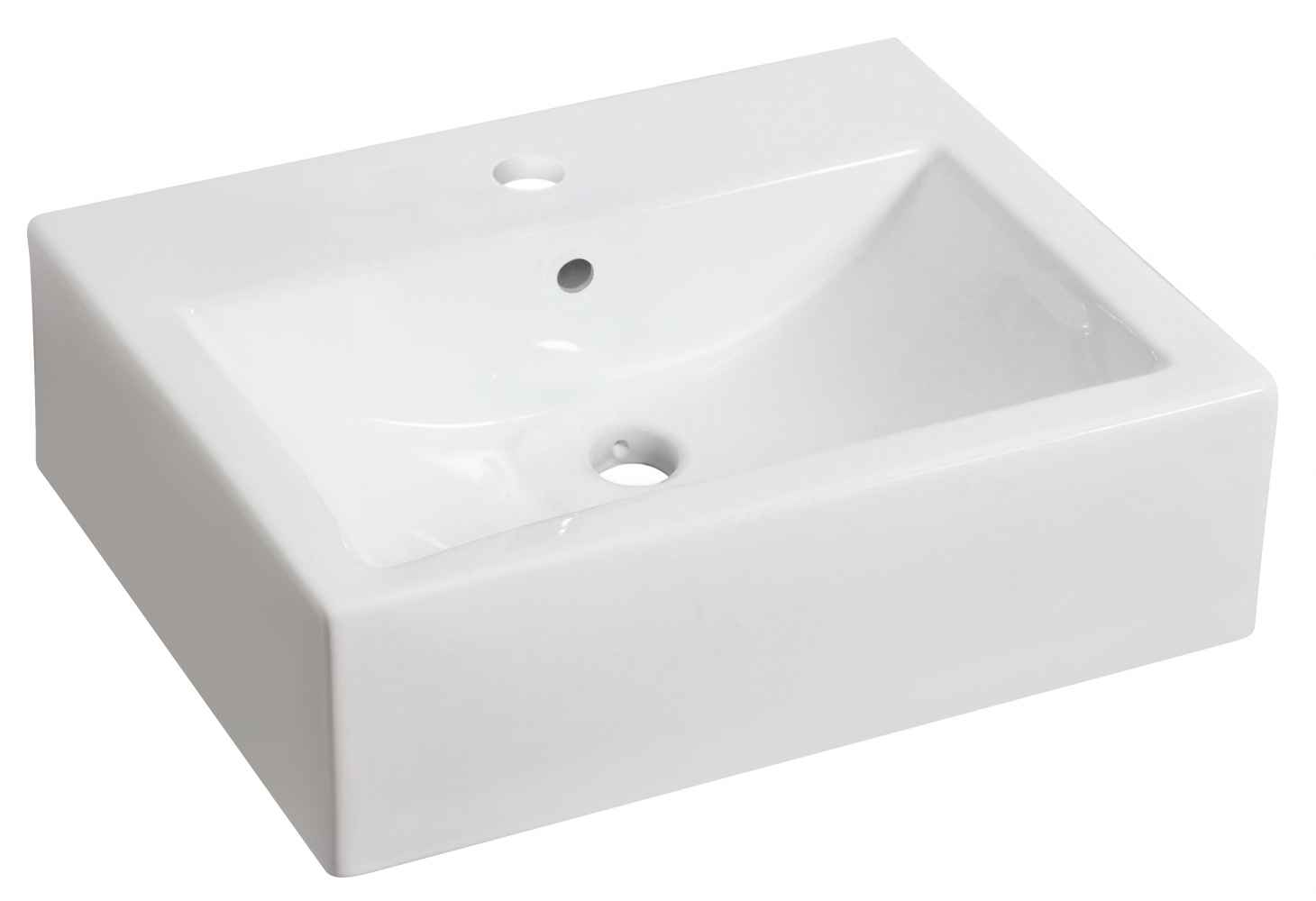 20.25-in. x 16.25-in. Rectangle Bathroom Vessel Sink Set White Enamel Glaze