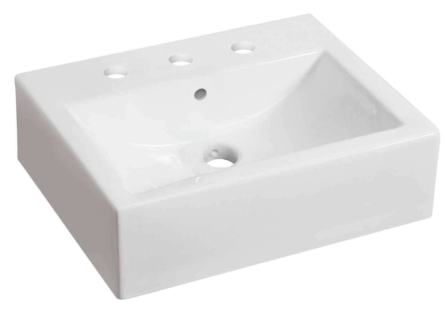 20.25-in. x 16.25-in. Rectangle Bathroom Vessel Sink Set White Enamel Glaze